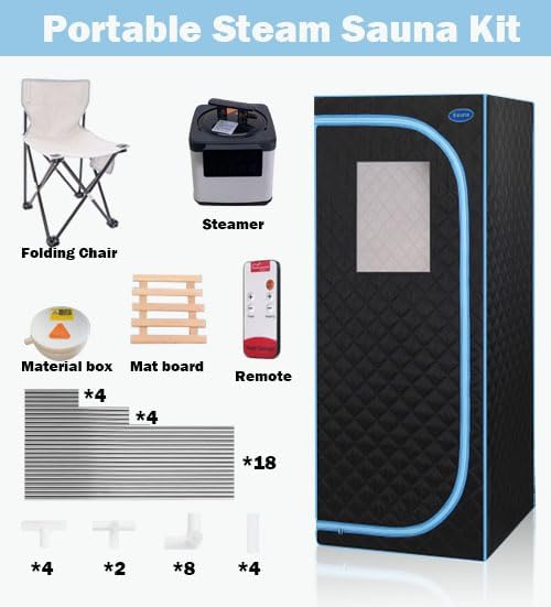 Portable Sauna Box, Portable Steam Sauna for Home with 2.6L 1000W Steamer, 15 Levels, Folding Chair, Extra Large Size (31.5 x 31.5 x 68.9 inch)