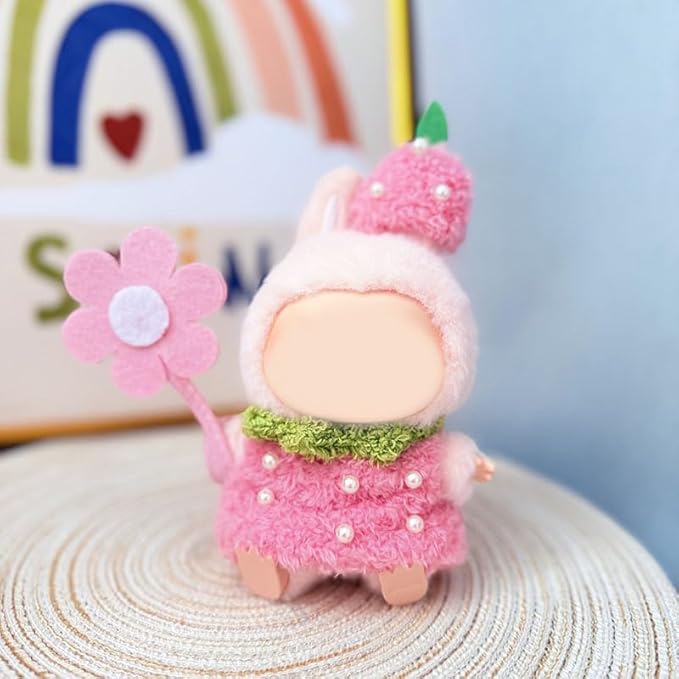 Clothes for 15/17cm Doll (No Doll), Fashion Outfit Set - Small Hat + Pink Top + Small Flowers, Cute Dress Up Accessories (Berry Baby)