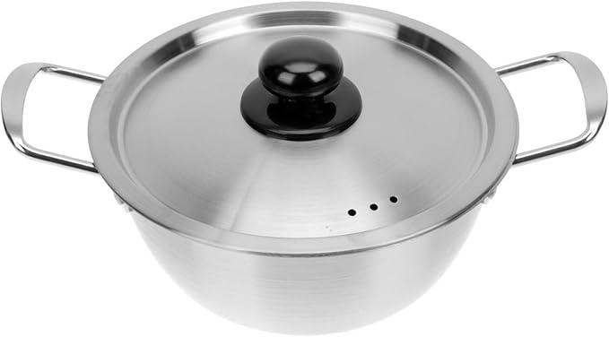 Yardwe Korean Ramen Pot with Lid Stainless Steel Instant Noodle Pot Double Handle Saucepan for Soup Milk Warming and Kitchen Cooking 10.03 X 7.08 X 3.54 in