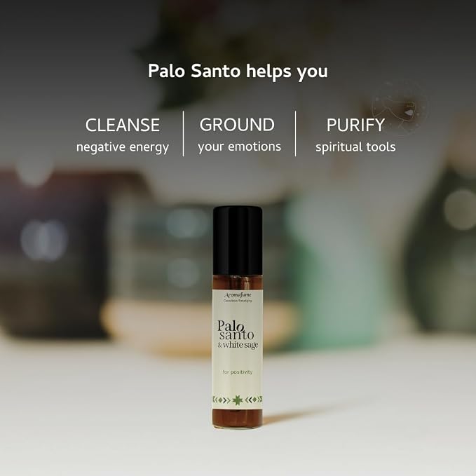 Palo Santo & Lavender Essential Oil Roll-On by Aromafume | 1 x 10ml / 0.33 fl oz | Aromatherapy Oils | Natural Roll On Perfume | Spiritual Meditation Accessories