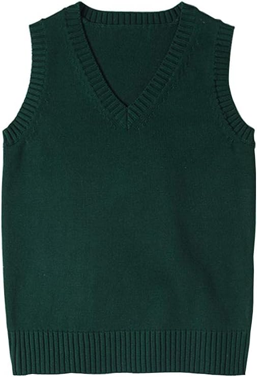jinghuiyue Women’s V Neck Sweater Vest School Uniform Solid Color Sleeveless Knit Sweaters Pullover Tank Tops