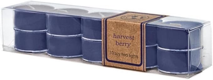 Eco Candle Co. Harvest Berry Tea Light Candles, 10-Pack, 9 Hr Burn Time | Scents of Berries, Spices & Buttery Syrup Over Golden Waffles - Recyclable, No Lead, Hand Poured, 6 oz. Each