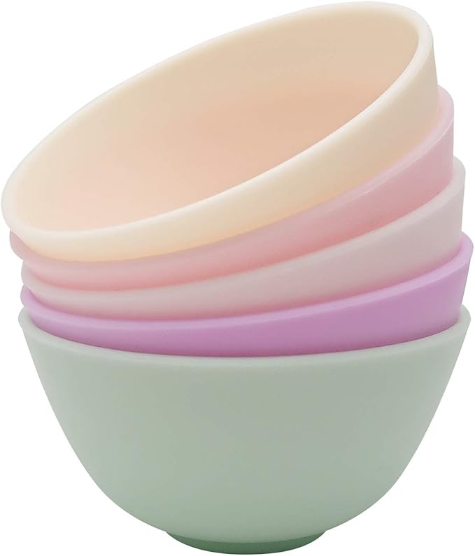 3.3 Inch Silicone Facial Mask Mixing Bowl for Facial Mask, Mud Mask and Other Skincare Products Medium Multi colored 5 Pcs.
