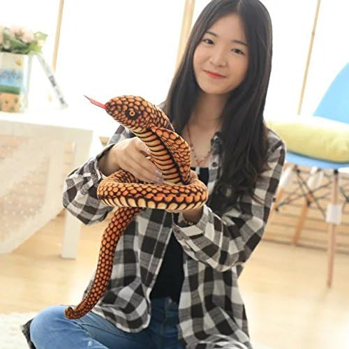 Stuffed Cobra Snake Animal Plush Toy 44 Inches Realistic Long Qamra The Queen Cobra Animal Stuffed Plushies Naja Nivea Cape Cobra Python Stuff Dolls Gifts for Children Kids Boys Girls, 44Inches