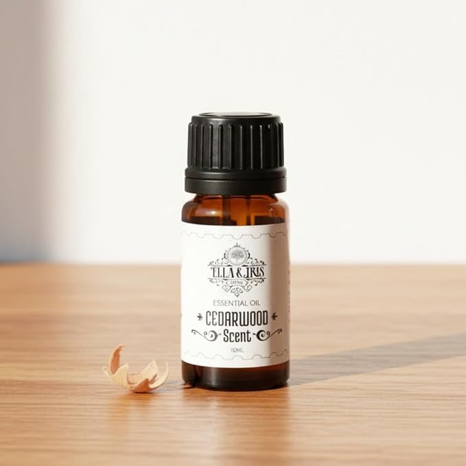 Ella & Iris Home Cedarwood Essential Oil, 10ml – Steam-Distilled Aromatherapy Oil for Diffuser, Massage, DIY Blends & Grounding Home Routines