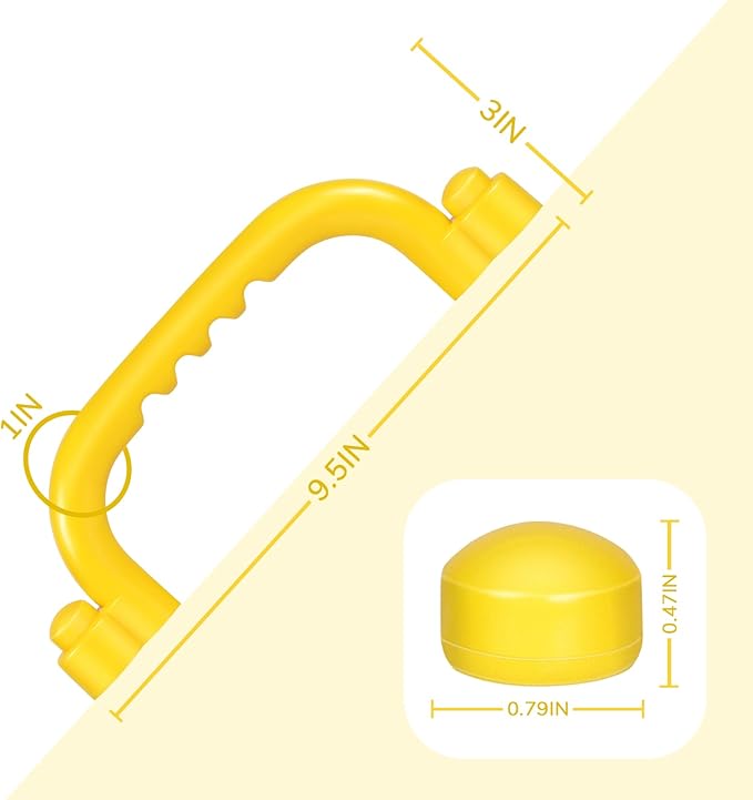 TOPNEW 4Pcs Kids Playground Safety Handles -Swing Set & Climbing Frame Hand Grips, Multi-Color Plastic Grab Bars for Outdoor Playhouse, Jungle Gym, Climbing Frame (Yellow)