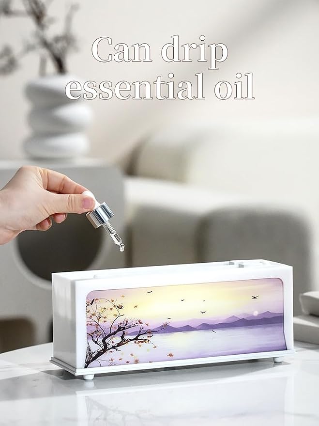 Essential Oil Diffusers Ultrasonic Fireplace Flame Aromatherapy Diffuser, Auto Shut-Off, Timer Setting, 7 Colors LED Lights Changing for Home, Office, Spa 200ml (Black)