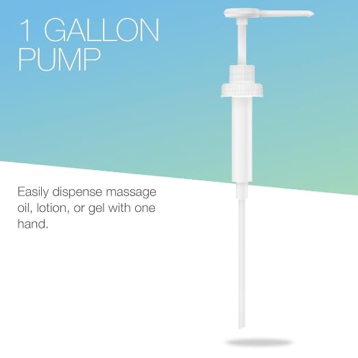 Bon Vital' Pump for 1 Gallon Bottles, Works with Lightweight Massage Lotions, Gels, and Oils, Easily Dispense Massage Product with One Hand for Convenient Use for Massage Therapists