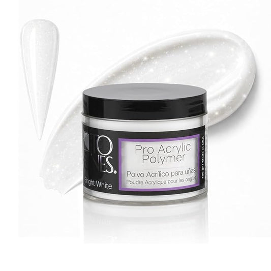 Tones Pro Acrylic Nail Powder, Sparkling Bright White (White with Sparkles), (3.5 Fl Oz) - Long-Lasting & Non-Yellowing Polymer for Salon Quality Nail Extensions & 3D Art