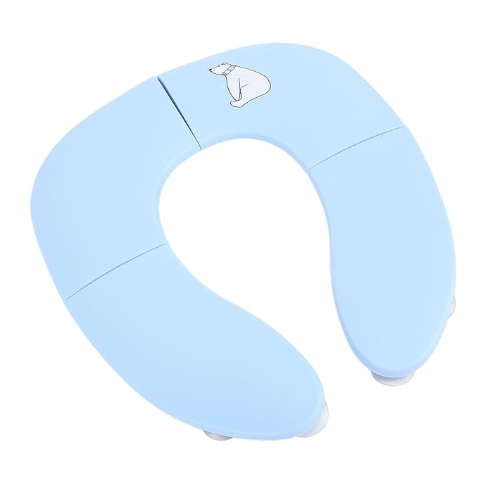Fafeicy Kids Potty Foldable Travel Potty, PP Portable Training with Suction Cup and Slip Design, 35 X 29 X 3 Cm Folding Toilet Seat Cover for Toddler Travel (Blue)