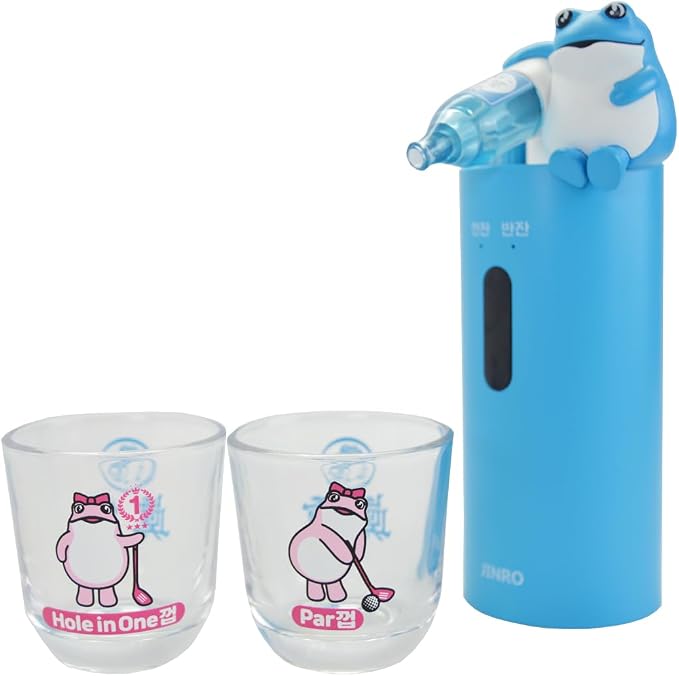 Jinro Soju Dispenser with 2 pcs of Soju Glasses, Automatic Drink Dispenser for Soju Only, Classic Soju Brand Merch, Korean Soju, Funny Gifts, Silicone Tube 2 Sizes, C-TYPE Charging [OFFICIAL LICENSE]