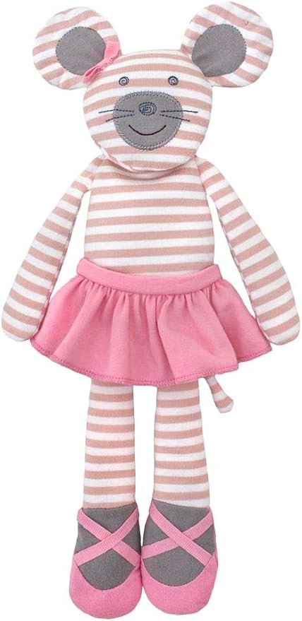 Organic Farm Buddies Apple Park Ballerina Mouse Plush Baby Toy for Newborns, Infants, Toddlers - Hypoallergenic, 100% Organic Cotton