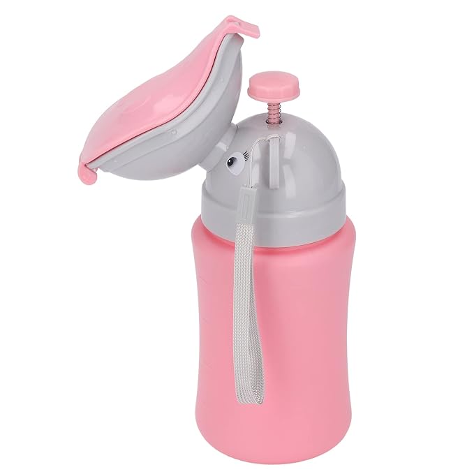 Asixxsix Toddler Urinal Cup, Leakproof Button Design Portable Potty for Boys, Car Potty with Silicone Rings Sealing for Travel Camping (Pink for Girl)