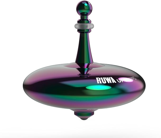 UFO Tops Ruwa - Metal Spinning Fidget Toy Top - Inspired by The 1994 USS Ruwa, Zimbabwe UFO Incident - Psychedelic Stainless Steel