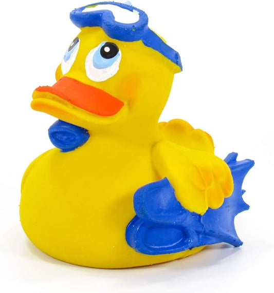 Snorkeling Rubber Duck Bath Toy | All Natural, Organic, Eco Friendly, Squeaker | Collectable | 3” | Imported from Barcelona, Spain