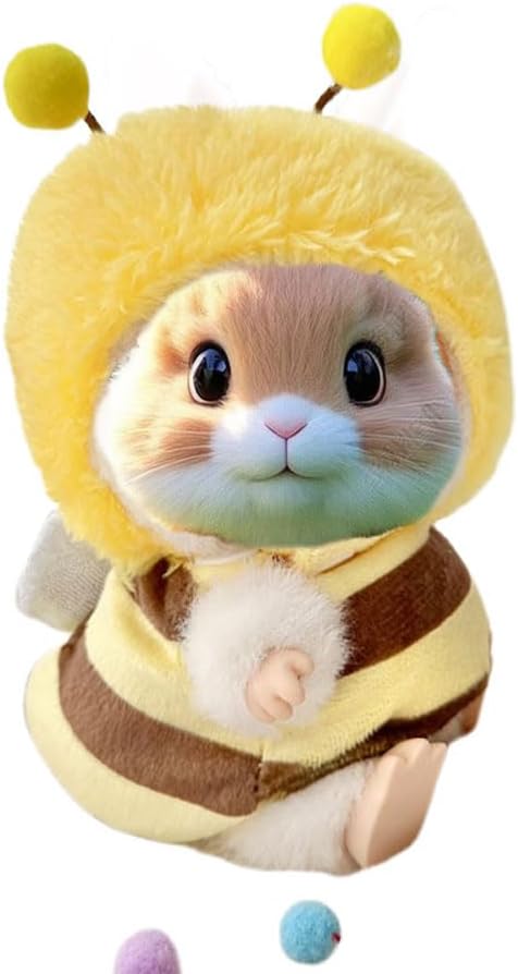 17cm Doll Rabbit Bunny Clothes, Autumn Spring Winter Thick Warm Suit, Super Funny Cute Cosplay Cos Costume Bee Shark Shrimp Dinosaur Suit Outfit for Dress Up -Yellow Bee