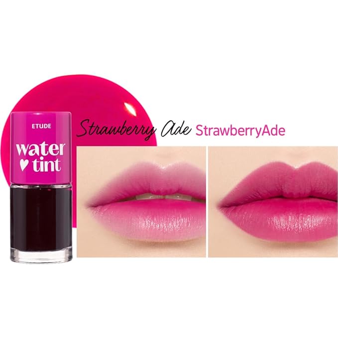 ETUDE Dear Darling Water Tint – Strawberry Ade | Korean Lip Stain & Lip Tint for Hydrated Pink Lips, Smudge-Proof Long-Lasting Lip & Cheek Makeup | K-Beauty Gift, Stocking Stuffers