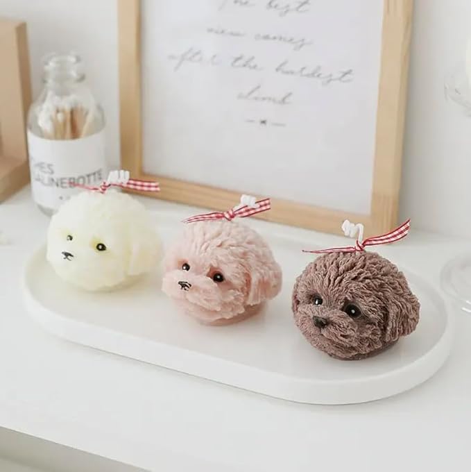 Cute Animal Shaped Scented Candle | Dog Candle | Natural Soy Wax Aromatherapy Candle | Home Decor | Birthday Gift for Dog Lover (White)