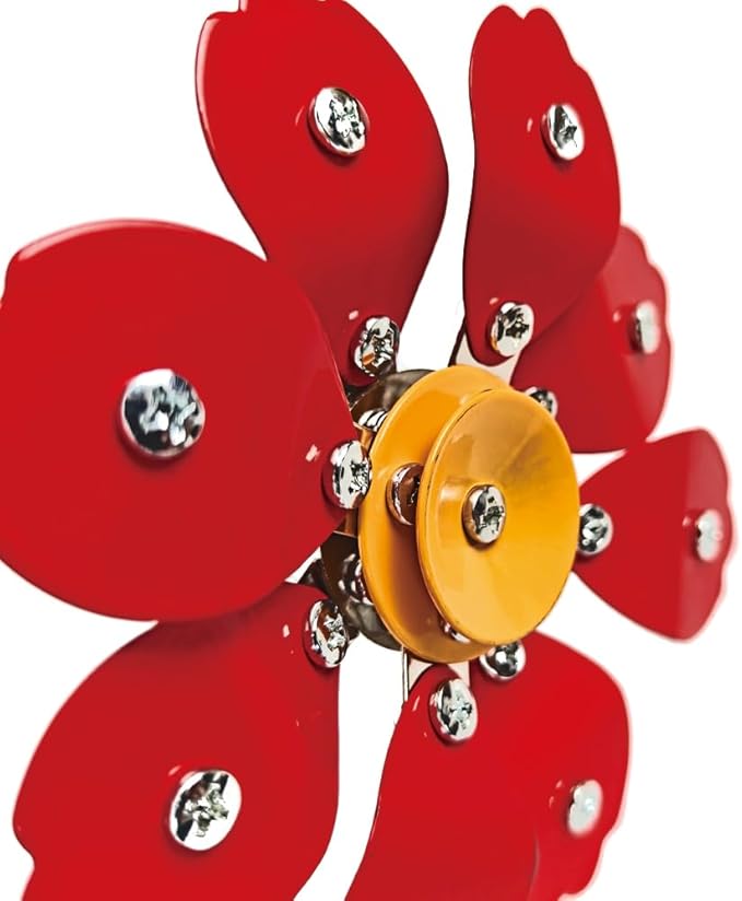 86-Piece Buildable Metal Flower Craft Kit – DIY Red Floral Assembly Model, Creative Construction Toy & Home Décor Gift for Adults and Kids