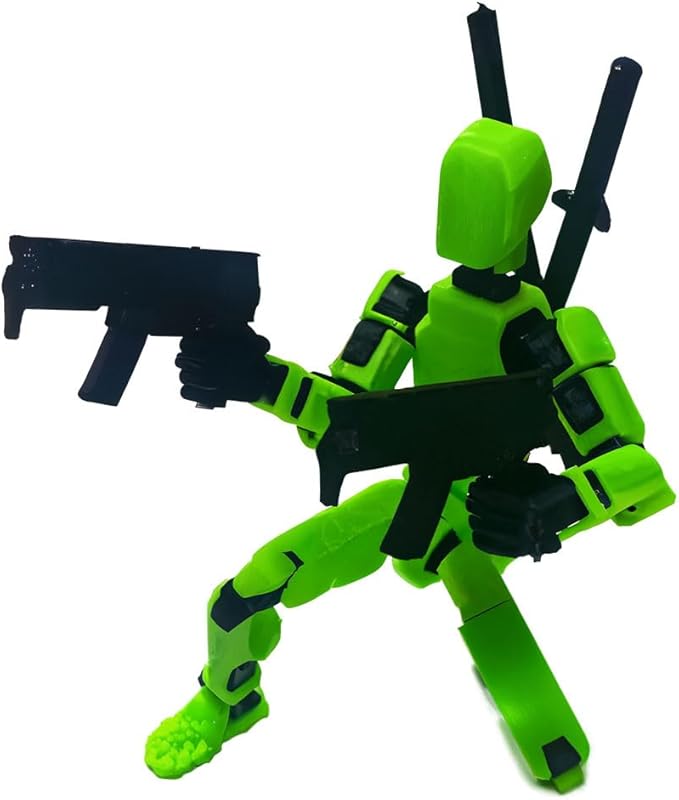 T13 Action Figure Assembly Completed, Upgraded 3D Printed T13 Action Figure, The Dummy 13 is Very Suitable for Office Desks and Birthday Cake Decorations (Green)