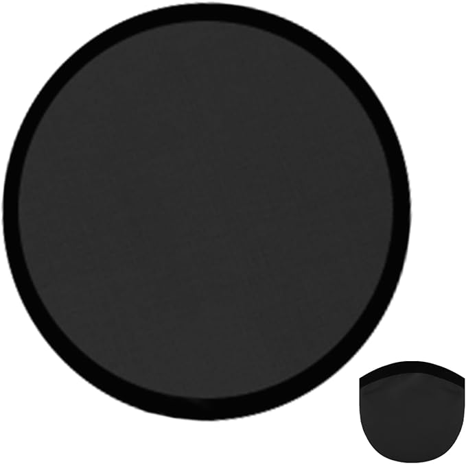 1PC Foldable Flying Disc Fans with Bags, 9.8'' DIY Handheld Black Egde Fabric Folding Fan for Outdoor Game Activities Birthday Party Favors End of Year Student Gifts, Black