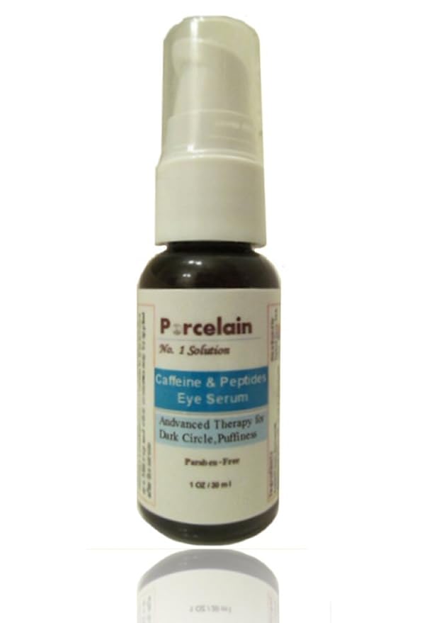Caffeine & Peptides Eye Serum Enriched with Argireline®, Eyeseryl®, Haloxyl®, Coenzyme Q10, Caffeine, Vitamin C &E, Hyaluronic Acid Intensive Treatment for Dark Circles, Puffy Baggy Eye 1 oz