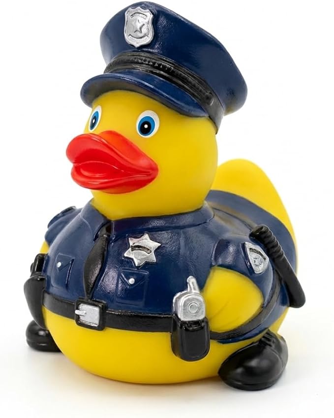 3" Rubber Duck [Sealed Hole, Floats Upright] - Baby Safe Bathtub Bathing Toy - Police Rubber Duck