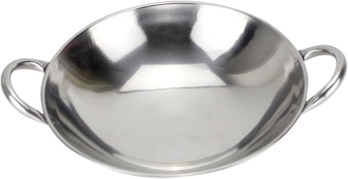 Zerodeko Stainless Steel Round Bottom Hot Pot Korean Style Stir-fry Pan Individual Pot