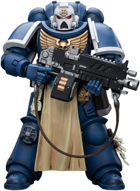 YIZRIO JoyToy Warhammer 40K Ultramarines Sternguard Veteran with Auto Bolt Rifle 1:18 Scale Action Figure Mecha Joy Toy Collection Model 4.76 inch