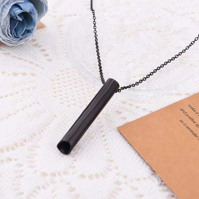 Mindful Breathe Necklace for Men Women Quit Smoking Breathe Whistle Pendant Stress Relief Necklace Anxiety Relief Gift