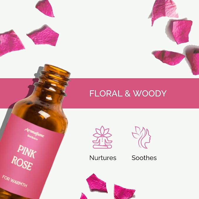 Pink Rose Essential Oil Diffuser Blend by Aromafume | 1 x 30ml / 1 fl oz | Floral & Woody Scent for Romance, Sensuality & Good Vibrations | Rose Aromatherapy Oil | Vegan & Cruelty-Free