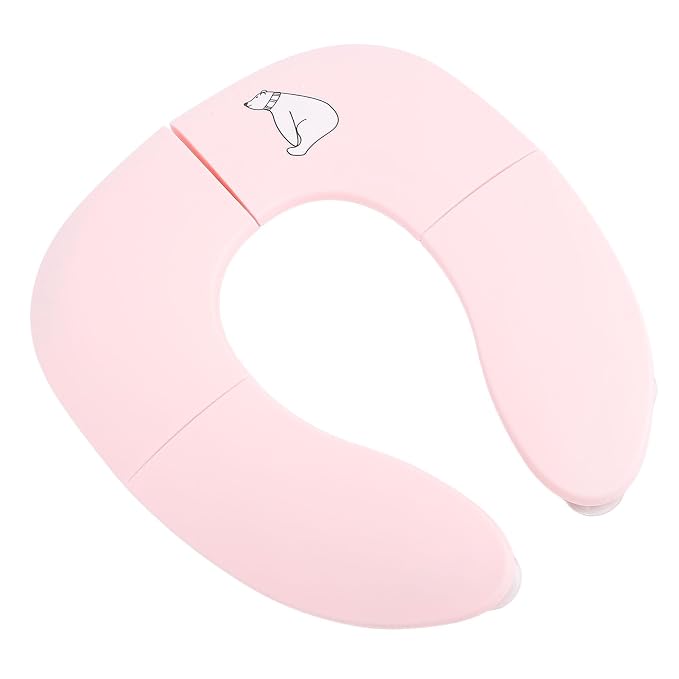 Folding Travel Potty Training Seat for Toddlers, Foldable Toilet Seat Cover with Non Slip Suction Cup (Roseate)