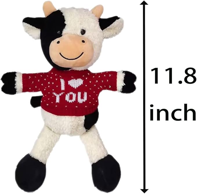 Cow Stuffed Animal Cow Plush Doll Toy 11.8 inch for Girls Boys Christmas (Cow red Clothes)