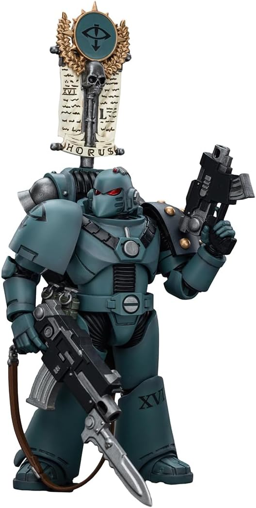 JOYTOY Action Figure 1/18 Warhammer The Horus Heresy Sons of Horus MKVI Tactical Squad Legionary with Legion Vexilla Collection Model Birthday Gifts (JT9480)