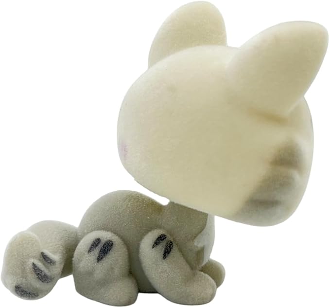 Custom Flocked Pet Shop Toy Fuzzy Animal Figure Short Hair Cat Kitty Kitten Deer OOAK (White #3585)