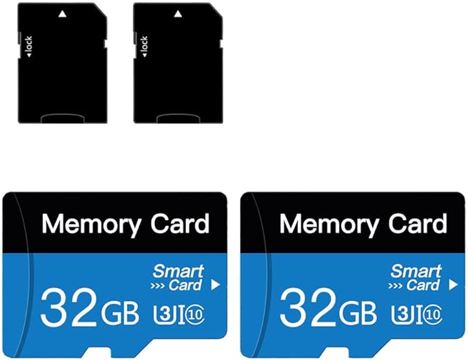 2 Pack 32 GB Micro Memory Card with Adapter, TF Memory Card Class 10, Mini Memory Card for Camera/Smartphone/Tablet/Drone (Blue 32GB*2)