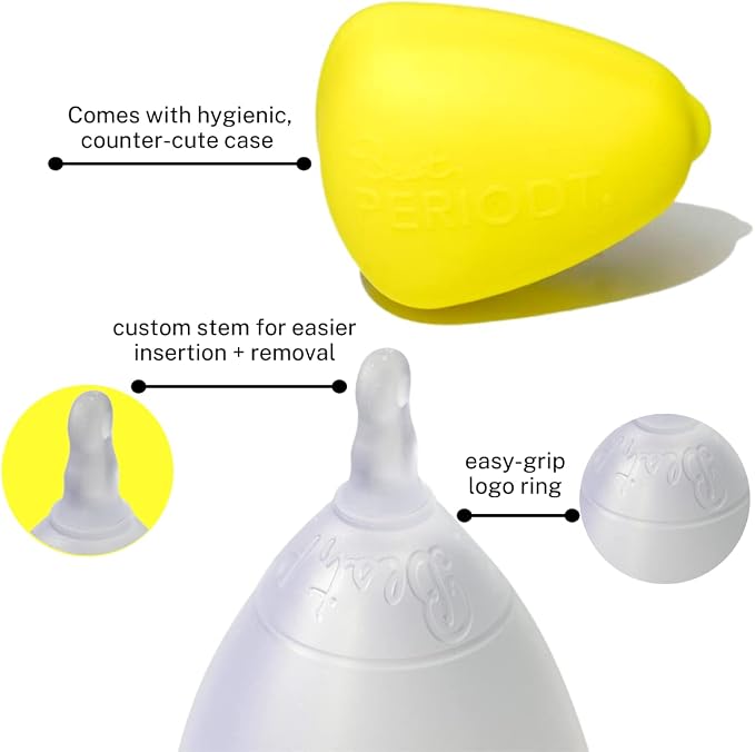 Best Periodt Menstrual Cup - Soft, Comfy Period Cup - 12 Hour Leak Free - Easy to Use - Comes with Yellow Menstrual Cup Case - USA Made (Size 1)