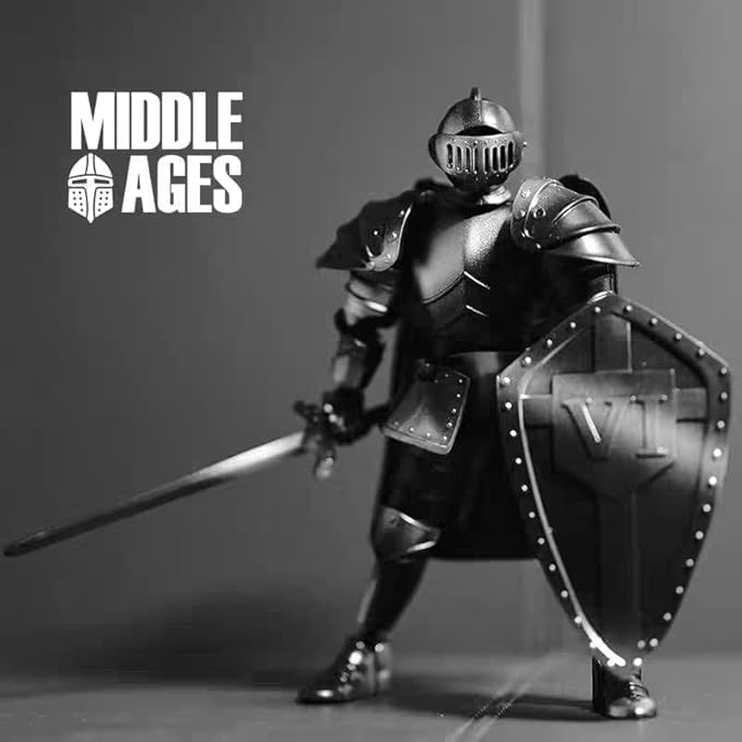 Medieval Action Figures,Knight Armor Action Figure,Multi-Jointed Movable Robot Mannequin T13,Dummy 13 Action Figure(Assembly Required) (B-Silver)