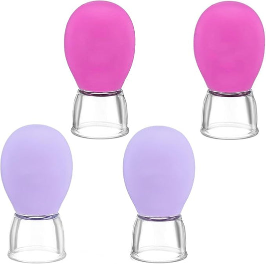 4 Pcs Facial Cupping Set, Silicone Face Cupping Kit for Massage, Eye Face Vacuum Suction Face Massage Cups, Anti Cellulite Cup Massage Tool