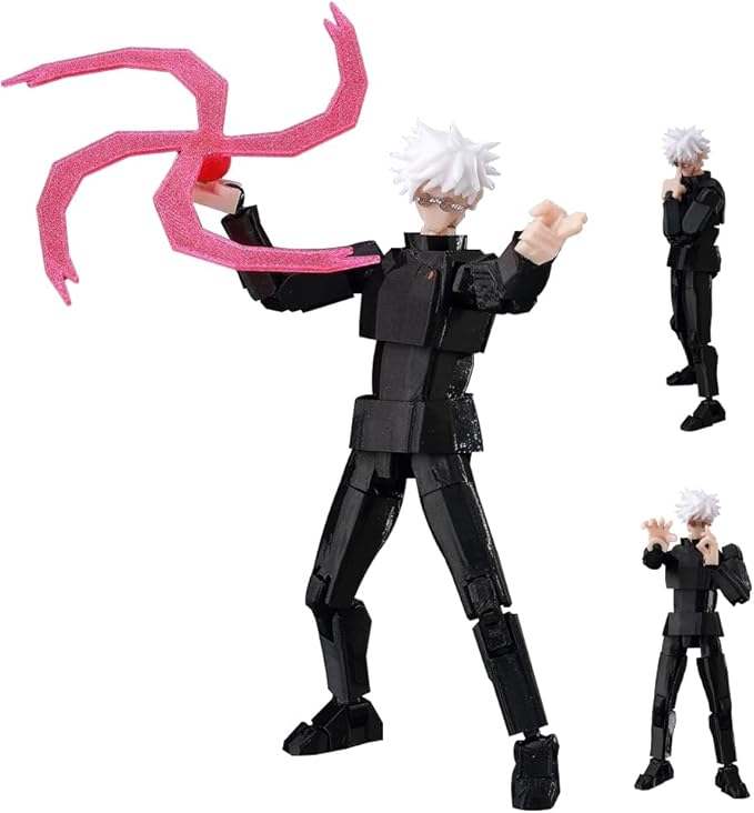 JJK Figure Gojos Action Figure Fushiguro Toji 3D Printed Figurine, Movable Joints Interchangeable Prats, Mini Anime JJK Statue Collectible