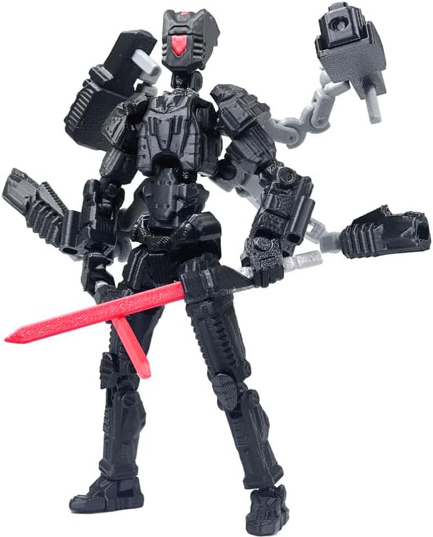 T13 Action Figure Set (Assembly Completed)，3D Printed Multi-Jointed, Desktop Decorations for Game Lovers Toys,5.5Inch (Black)