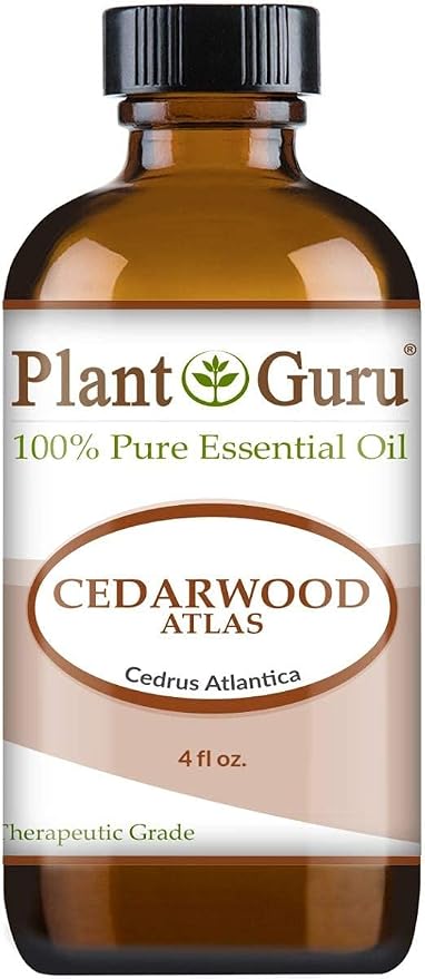 Plant Guru Cedarwood Essential Oil 4 oz 100% Pure Undiluted Therapeutic Grade for Skin, Body and Hair Growth. Great for Aromatherapy Diffuser and DIY Soap