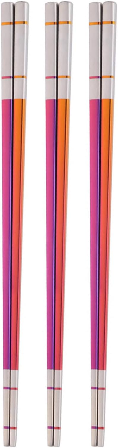 Reusable Stainless Steel Chopsticks,Dishwasher Safe , Easy to Use(3 PCS,Dazzling red)