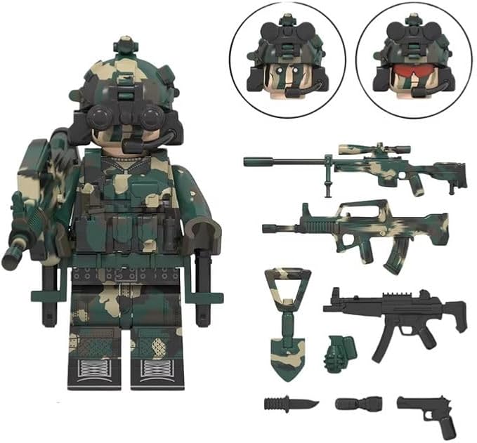 Minifigure 8 PCS Bulk Action Figure Featuring U.S. Special Forces Minifigures with Accessories, Great Stocking Stuffer or Boys Girls Gift for Christmas Stockings and Birthdays.
