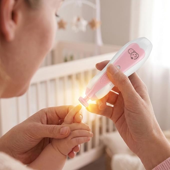 Royal Angels Upgraded 21 in 1 Baby Nail Trimmer with Labeled Case, 13 Extra Replacement Pads, Safe Electric Baby Nail File Kit for Newborns & Toddlers, Whisper Quiet Nail Clipper with LED Light (Pink)