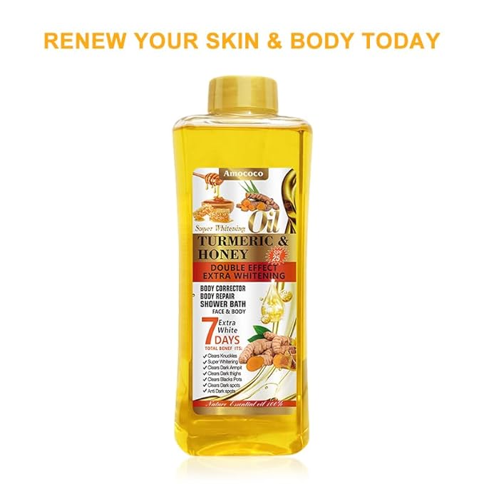 Turmeric & Honey Body Oil, Hydrating with Collagen & Sweet Almond Oil, 250ml, Moisturizing Nourishing for Face and Body Oil for All Skin Types, 8.45 fl oz