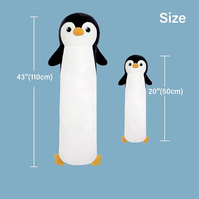 Penguin Plush,43.3 Inch Penguin Stuffed Animal, Long Penguin Plushies Body Pillow, Kawaii Penguin Plush Toy Gift for Girls Boys