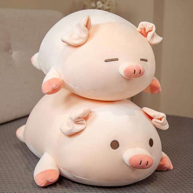 lannery Pig Stuffed Animal Hugging Pillow, Soft Fat Pig Plush Toy Gifts for Kids, Valentine, Christmas (Sleeping Eyes, 23.6")