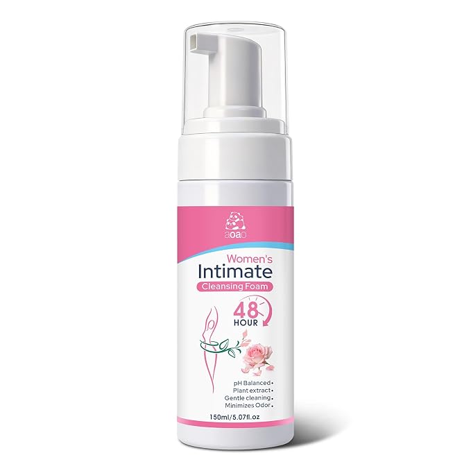 AOAO Intimate Wash for Women, Gentle Sensitive Feminine Wash, ph Balance Cleanser, Herbal Infused Cleansing Foam, Probiotic Enriched, Self-Foaming Pump, Sulfate-Free, 5 Fl Oz