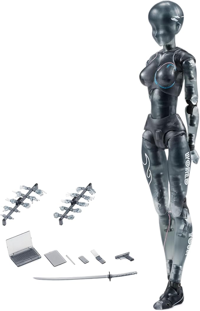 Action Figures 5.91in with Inclusive Arm Accessories Movable Gestures Drawing Mannequin Poseable Figure Decorative Action Figure Body Gift for Tabletop Display Shelf (Female)